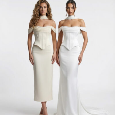 Daily Kırık Beyaz Gelinlik Korse ve Kuyruklu Etek Seti