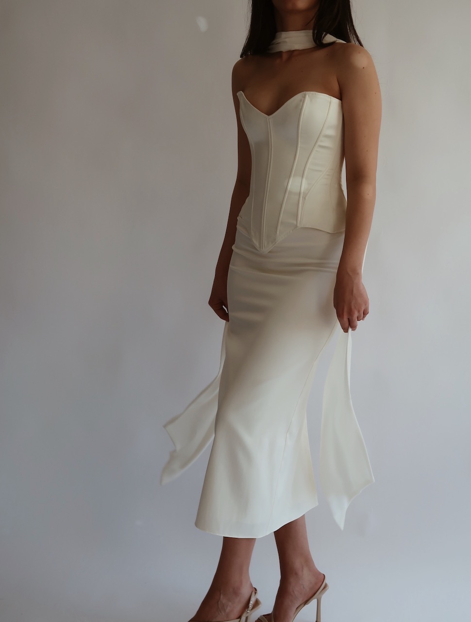 The Accolade Şampanya Korse ve Midi Boy Etek Seti - Görsel 10