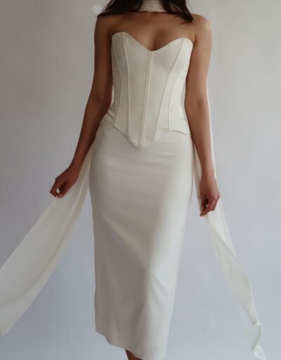 The Accolade Şampanya Korse ve Midi Boy Etek Seti