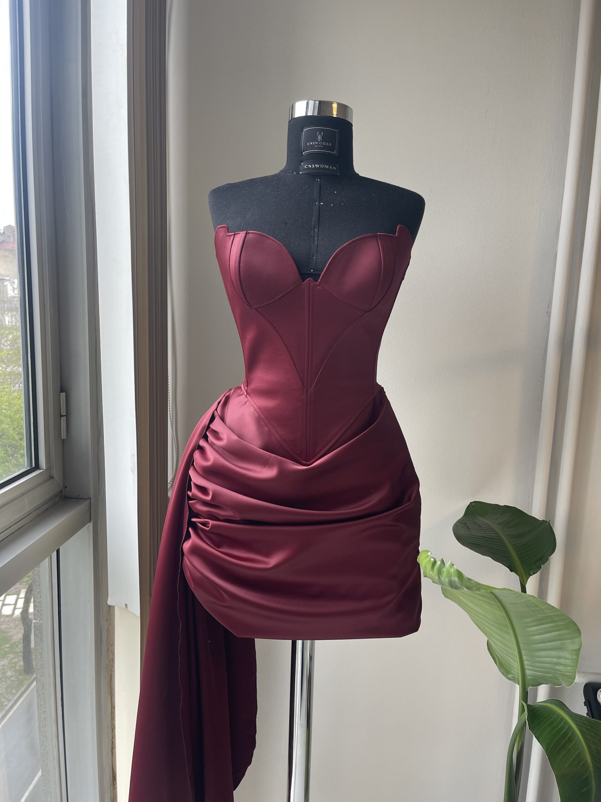 Pale Magnetic Burgundy Corset Set - Görsel 5