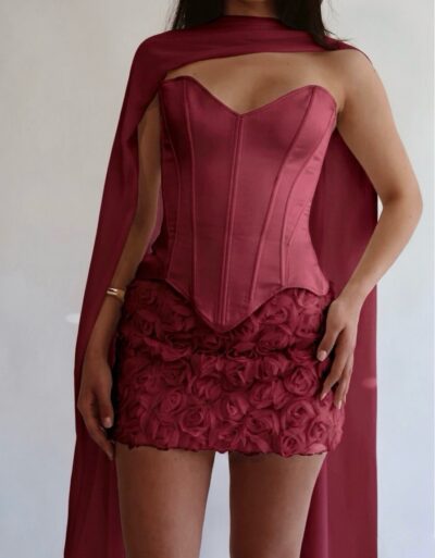 Blossom Burgundy Corset & Skirt Set